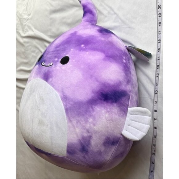 Squishmallows Easton Anglerfish Sealife Purple Plush Toy Pillow Jumbo Size 20"+ - Picture 3 of 6